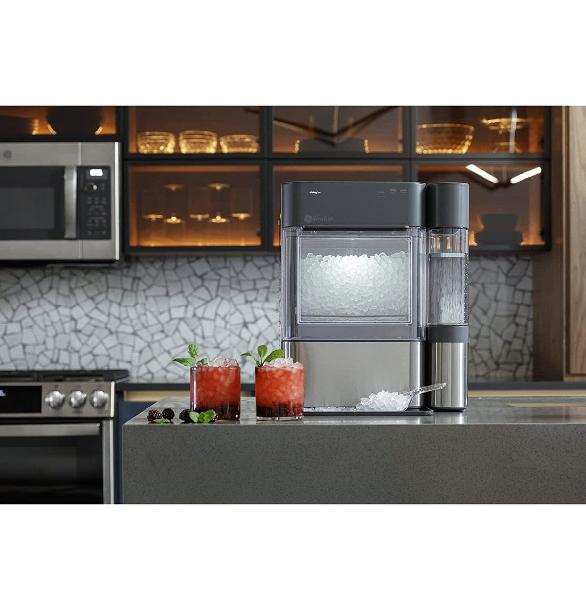 GE Profile Opal 2.0 | Countertop Nugget Ice Maker | Ice Machine with WiFi Connectivity | Smart Home Kitchen Essentials | Black Stainless