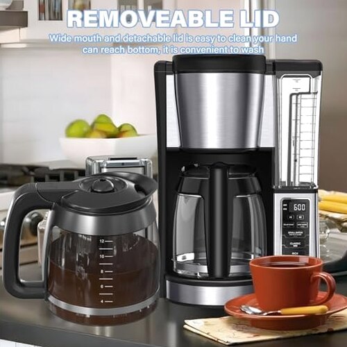 12-Cup Coffee Pot Replacement Carafe Compatible with Ninja Coffee Brewer Maker Models CE251 CE201 CE201C CE200 CE200C Model# XGLSLID200
