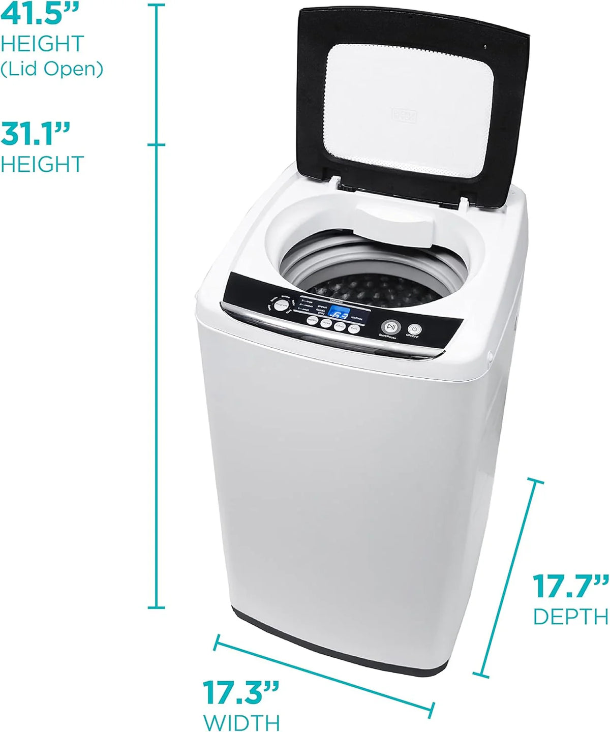 BLACK+DECKER Portable Washing Machine, 0.9 Cu. Ft., 5 Wash Cycles