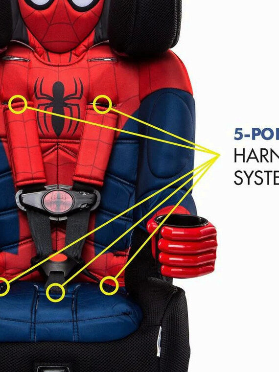 2025 KidsEmbrace Marvel Spider-Man 2-in-1 Forward-Facing Booster Car Seat LATCH | 5-Point Harness Booster 22-65lbs converts to Belt-Positioning Booster 40-100lbs | Adjustable