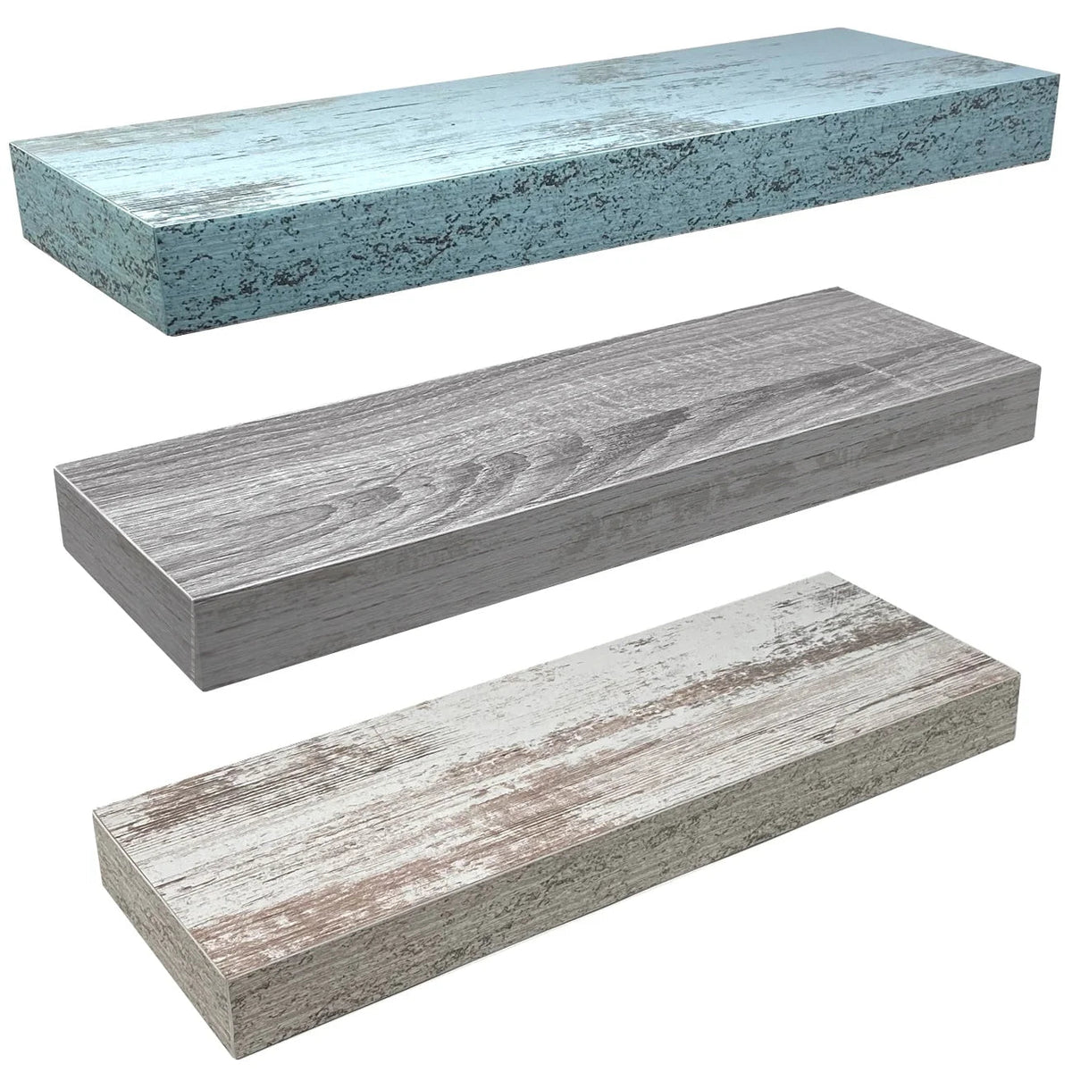 Rustic Finish Floating Wall Shelves, 3-Pack, 16.25in x 5.50in x 1.5in