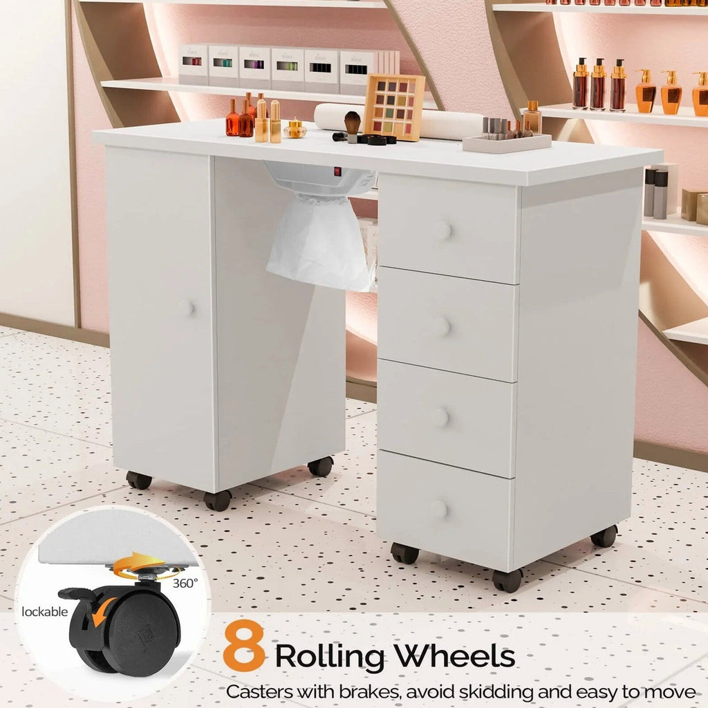 OmySalon Manicure Table Nail Desk w/Electric Downdraft Vent