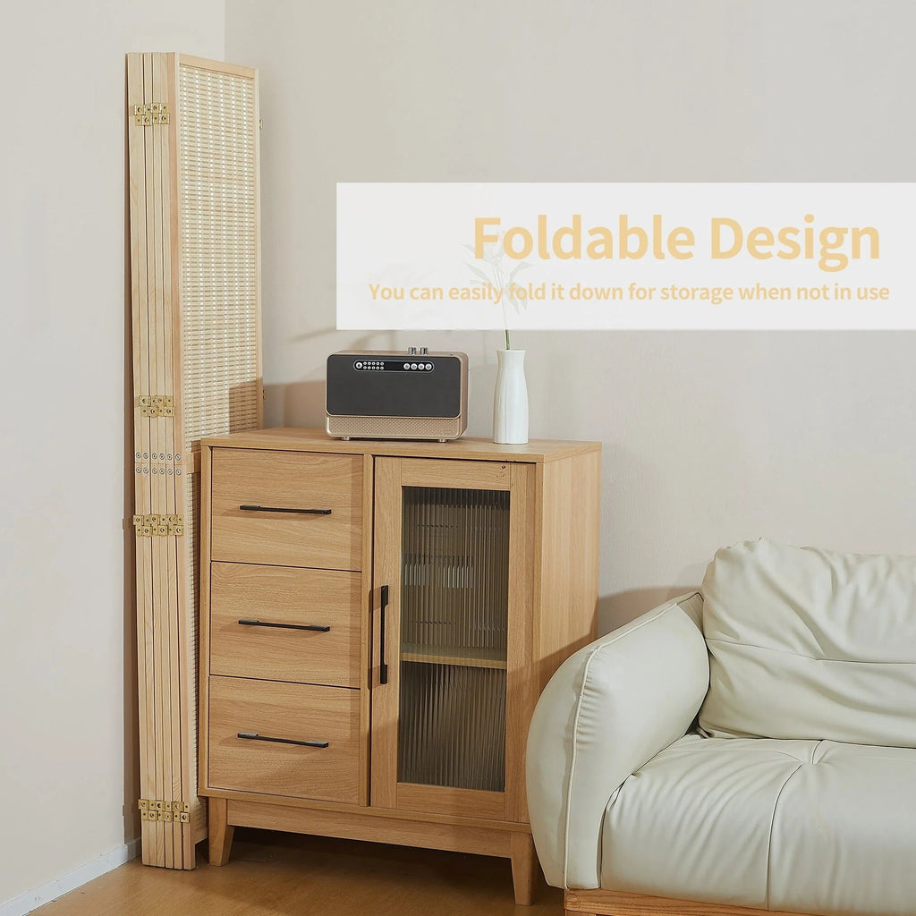 Bamboo 4-Panel Folding Room Divider, 6FT
