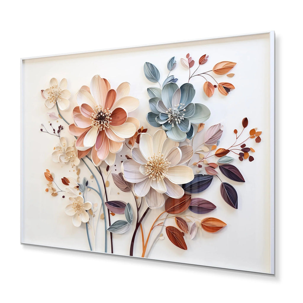 White Botanical Collage Metal Wall Art - Abstract Floral