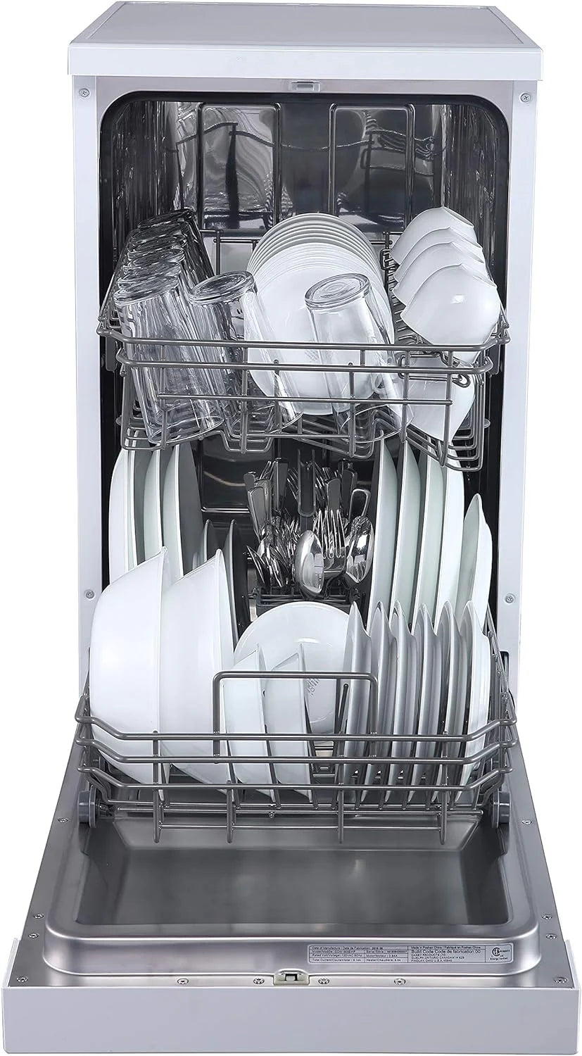 RCA Portable Dishwasher, 18in Wide, 8 Place Settings, White - RDW1809-WHITE
