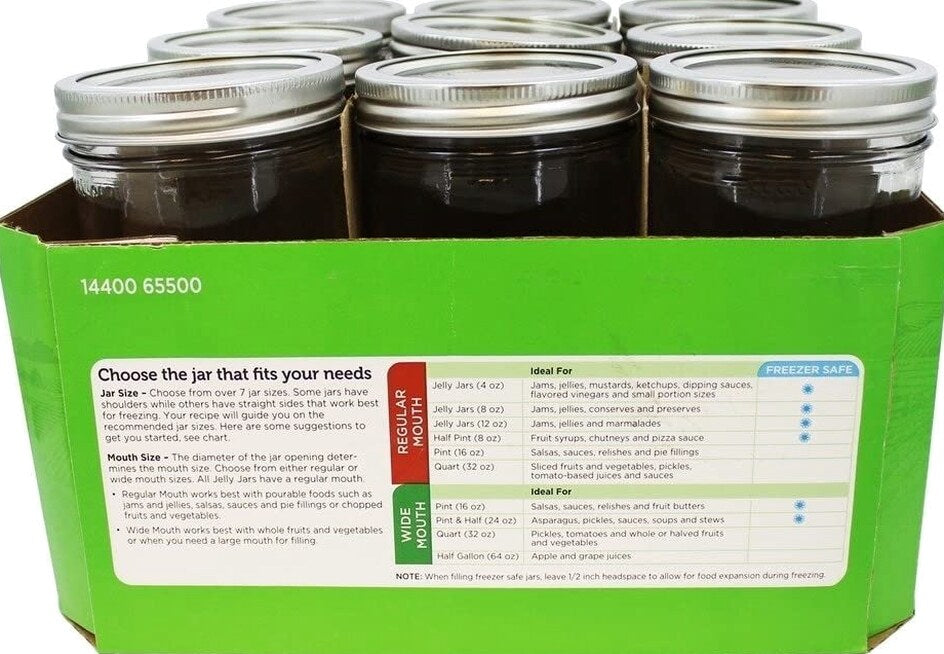 Ball Wide Mouth 24 Oz Glass Mason Jars with Lids, 9 Pack, Freezer Safe, Canning Jars