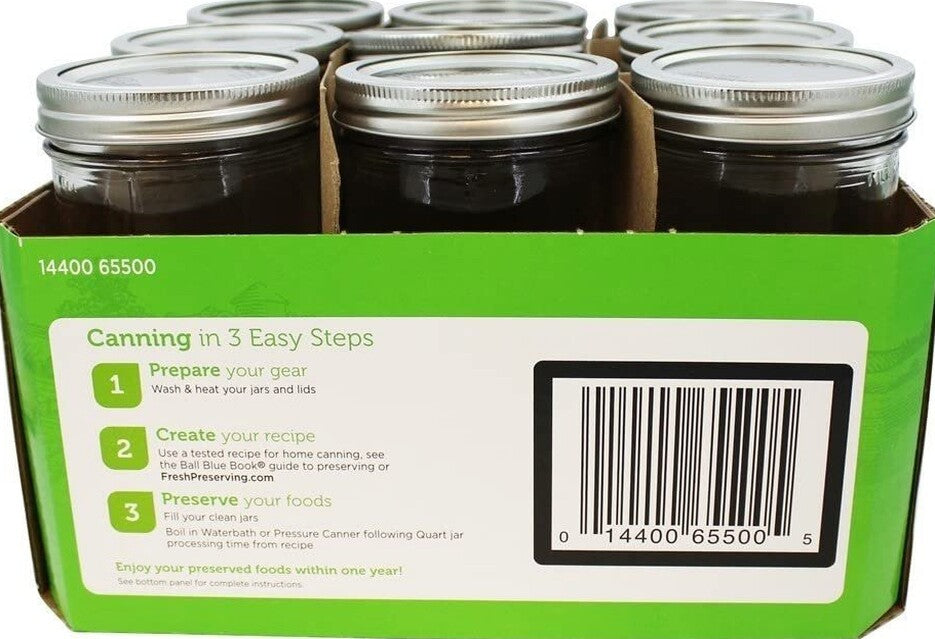 Ball Wide Mouth 24 Oz Glass Mason Jars with Lids, 9 Pack, Freezer Safe, Canning Jars