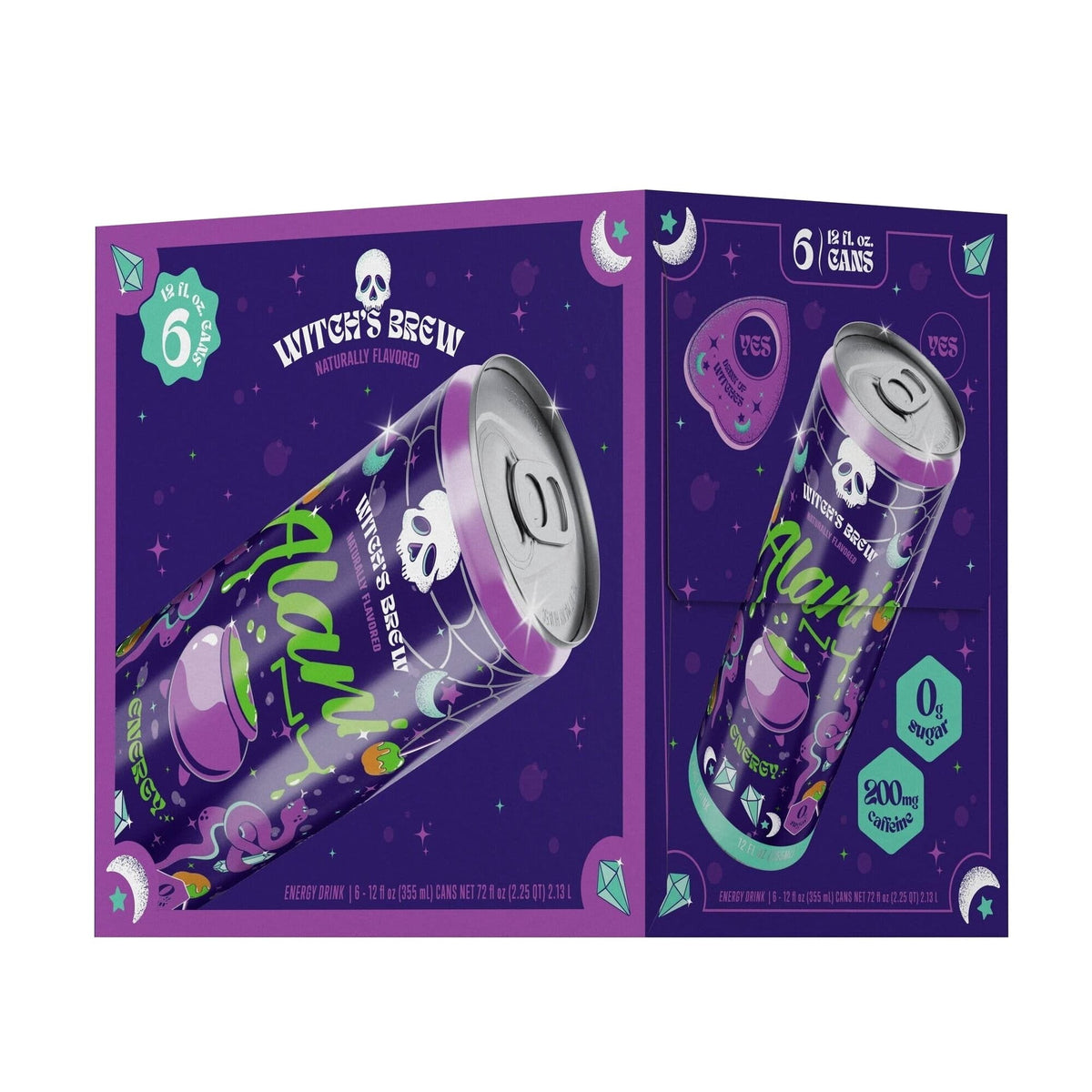 Sugar Free Energy Drink, Witch's Brew, 12oz Cans (6 Pack)