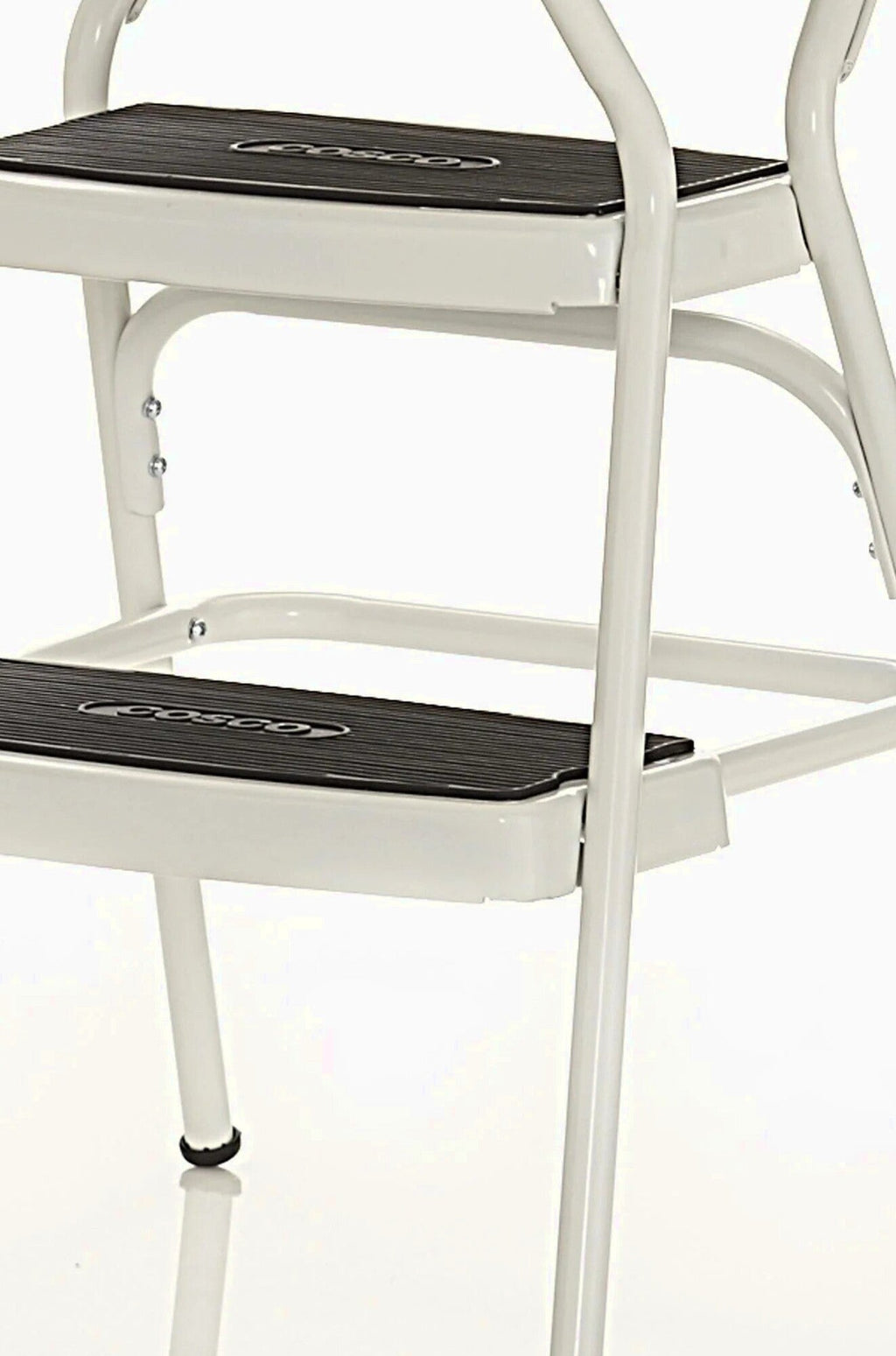COSCO Stylaire Retro Chair + Step Stool with flip-up seat (white, one pack)