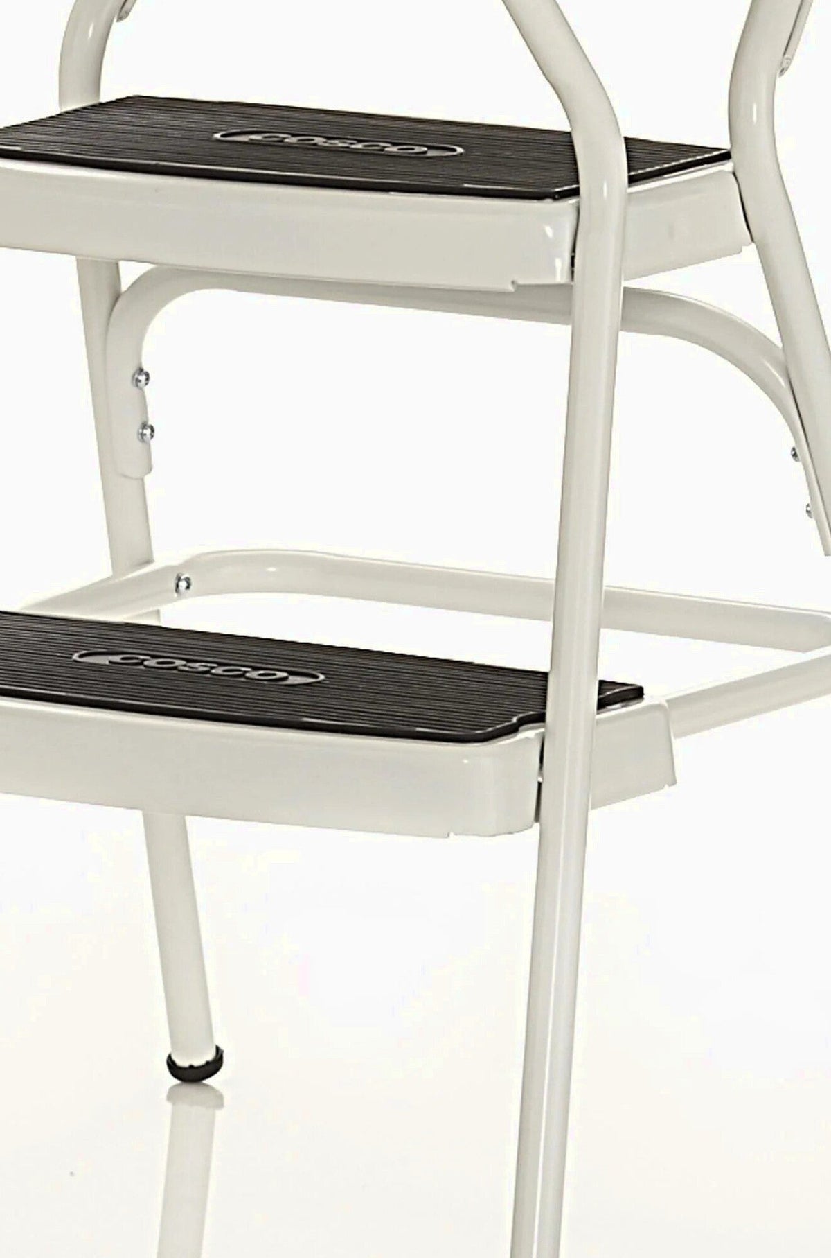 COSCO Stylaire Retro Chair + Step Stool with flip-up seat (white, one pack)