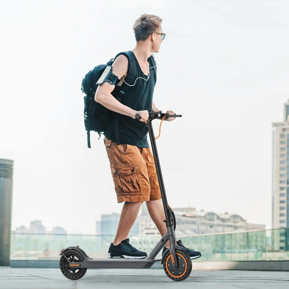 Electric Scooter, 350W/500W Powerful Motor, 8.5"/10" Solid Tires, 19/22Mph, 28/21/12 Miles Range,Dual Braking