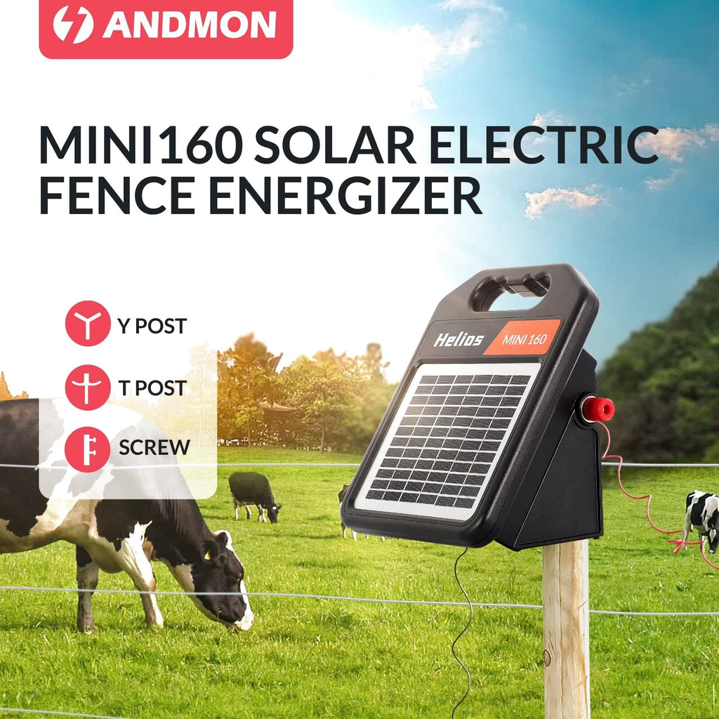 10 Miles Solar Electric Fence Charger with Day/Night Mode, 0.16J Portable Solar Fence Charger with Rechargeable Solar Panel for 24-Hour Uninterrupted Protection Electric Fence Energizer