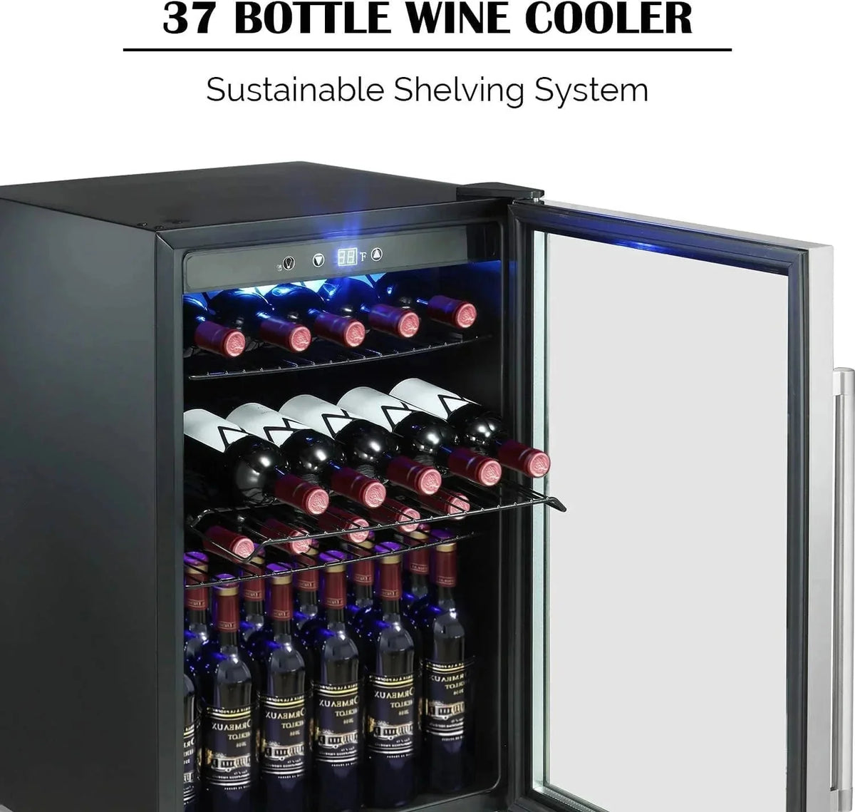 Antarctic Star Wine Cooler Refrigerator, 36 Bottle, 4.4 Cu. Ft., Stainless Steel