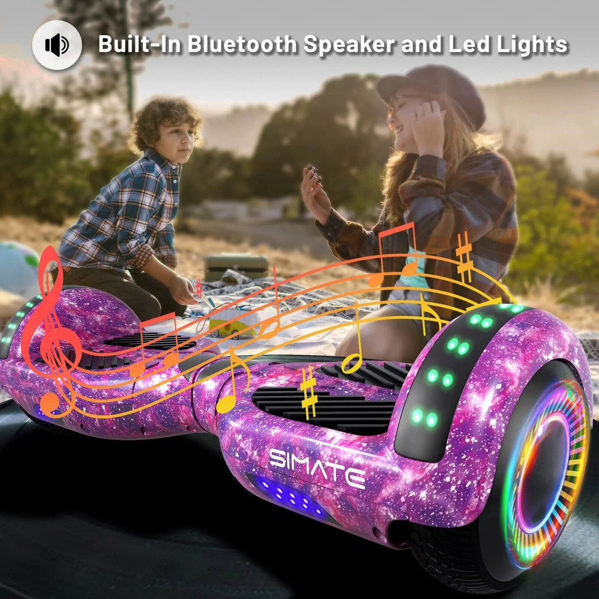 SIMATE 6.5" Hoverboard with Bluetooth &amp; LED Lights