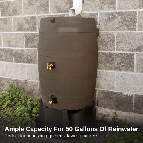 50 Gallon Rain Barrel With Brass Spigot And Flat-Back Design