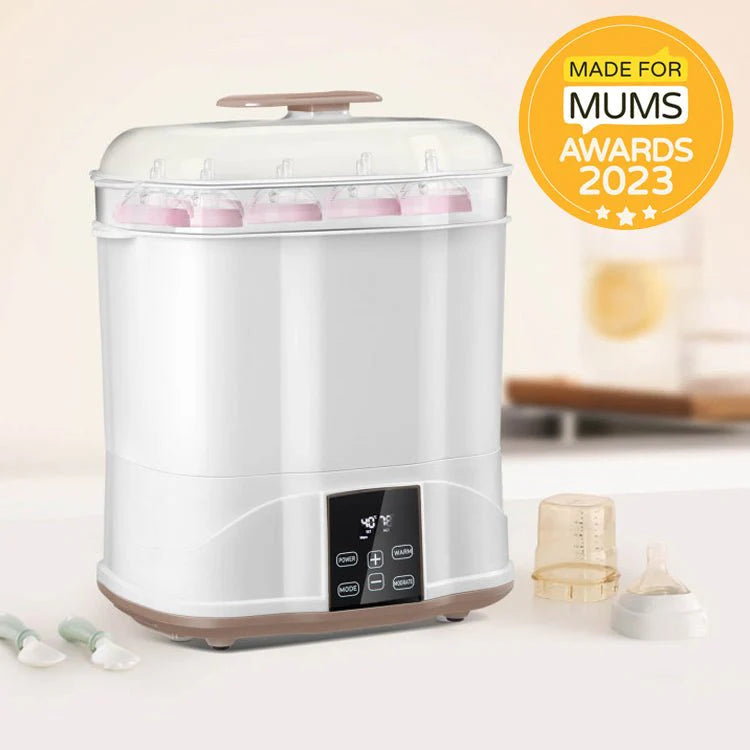 3-In-1 Baby Bottle Steam Sterilizer And Dryer With LED Monitor, 10 Bottles, White, 12 x 8 x 16 in