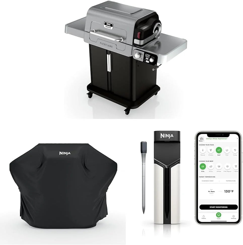 5-in-1 Electric and Propane 3-Burner Outdoor Grill and Smoker, Stainless Steel