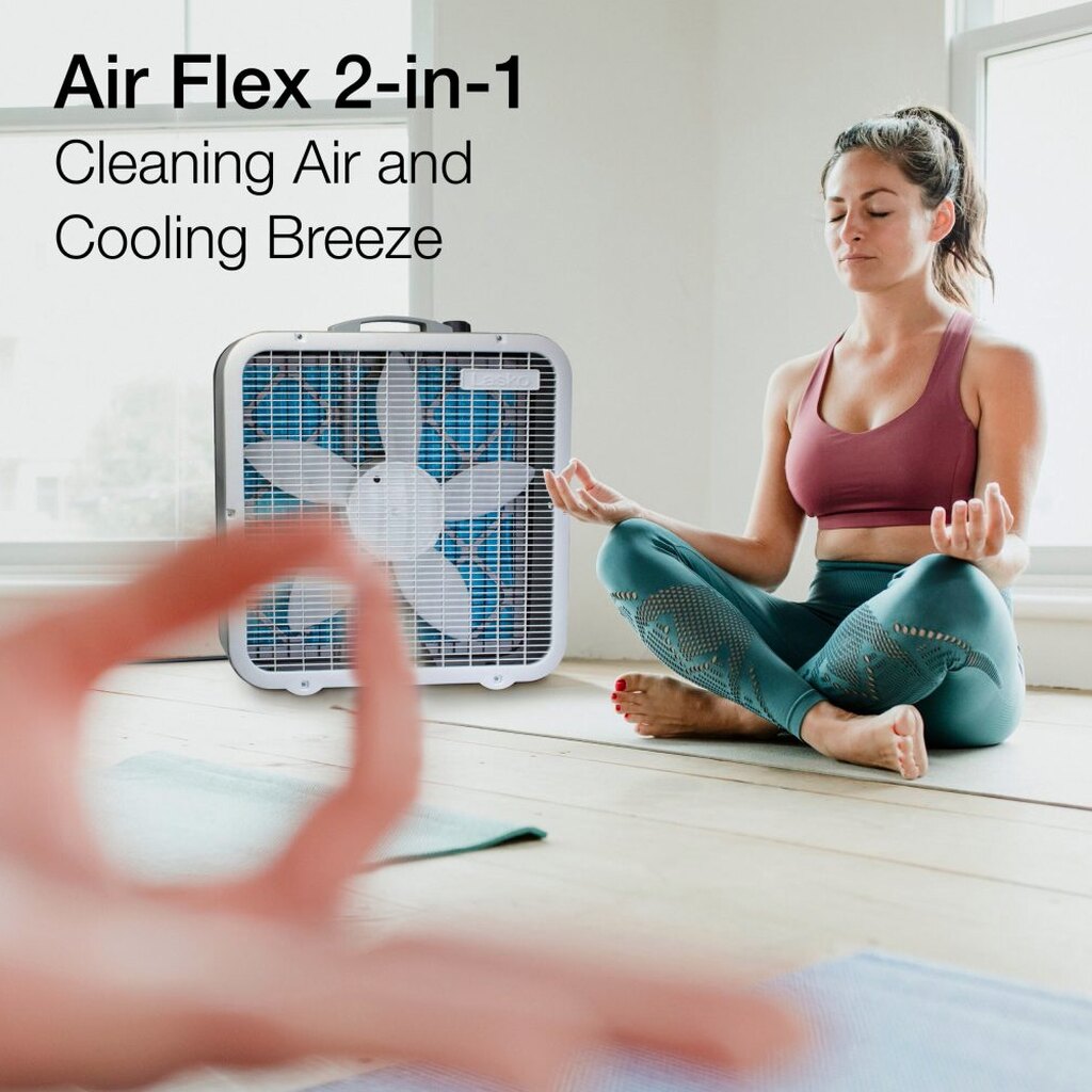 Lasko Air Flex 2-in-1 Box Fan &amp; Air Purifier, 20-Inch, 3 Speeds, White, FF305