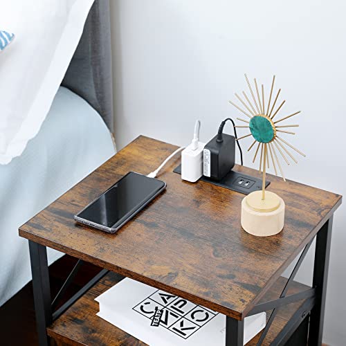 AMHANCIBLE Nightstand Set, 2 Count, Rustic Brown, 13.78in W x 15.75in D x 23.62in H - HET05XBR