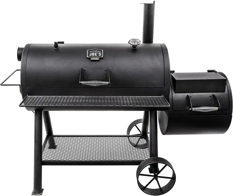 Oklahoma Joe's Longhorn Reverse Flow Smoker - Offset Barrel Design, Heavy-Gauge Steel, Dual Chamber Smoking
