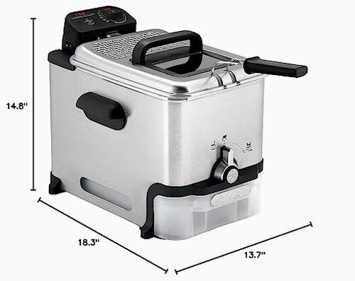 T-Fal Ultimate Steel Deep Fryer with Basket 3.5 Liter Oil and 2.6 Pound Food Capacity