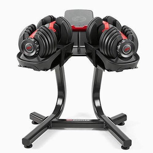 Bowflex SelectTech Dumbbell Stand with Media Rack, Ergonomic Design, Wheeled, Compact for 552/560/1090 Models