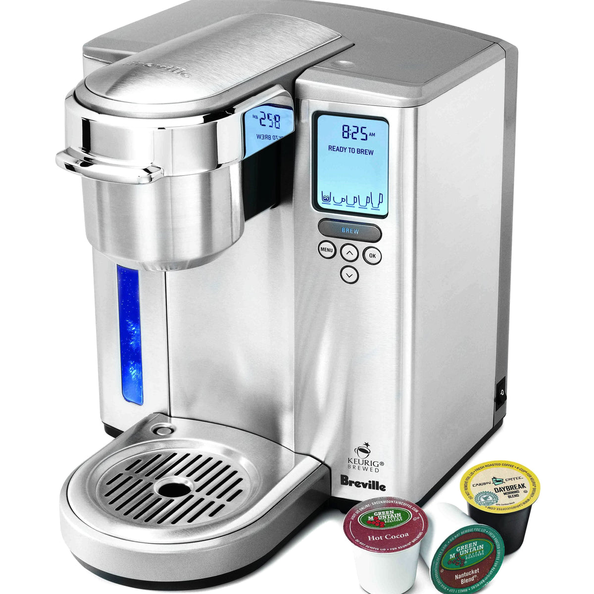 Breville BKC700XL Single-Cup Coffee Brewer with 64oz Reservoir, Stainless Steel, Auto On/Off, Adjustable Temp, 5 Brew Sizes