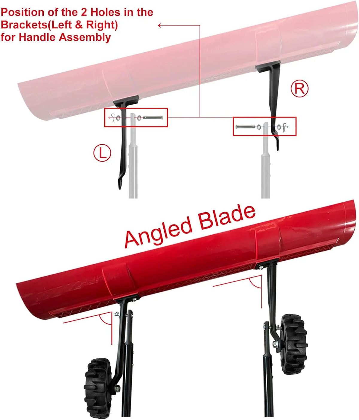 Brewin SnowPro 38 Inch Bi-Directional Wheeled Snow Pusher, Red - H955N