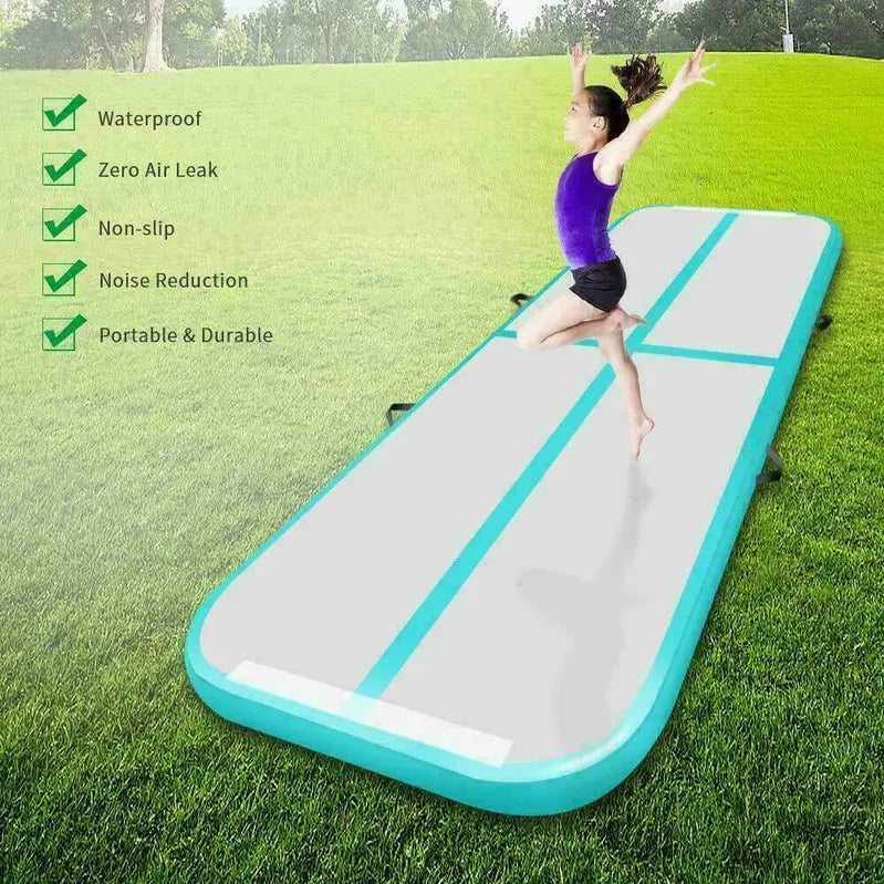FBSport Inflatable Air Track Gymnastics Mat, 4m x 1m x 0.1m, Green