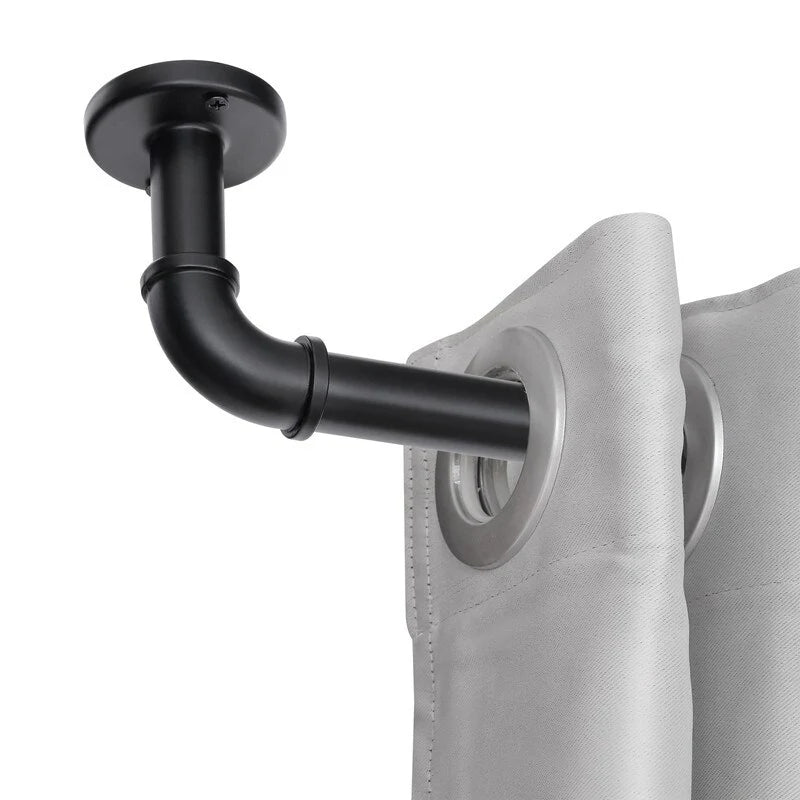 1 Inch Industrial Wrap-Around Curtain Rods, Matte Black, 28-48 in, 48-86 in, 86-120 in