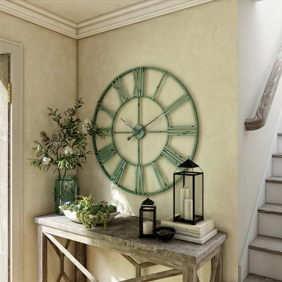 Round Metal Open-Frame Wall Clock