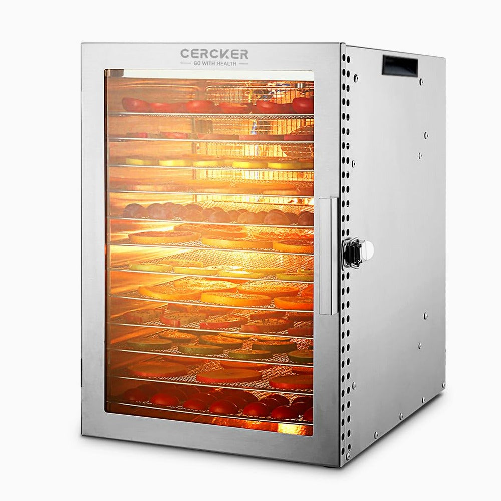 Cercker Food-Dehydrator Machine with 12 Stainless Steel Trays