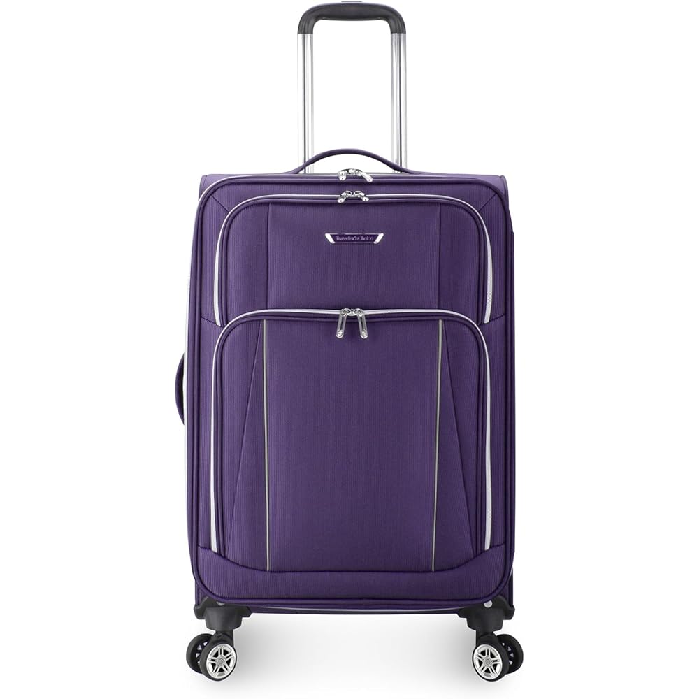 Traveler's Choice Lares Softside Expandable Spinner Luggage, Purple, Checked 26-Inch