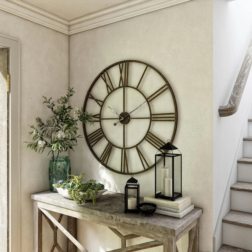 Round Metal Open-Frame Wall Clock