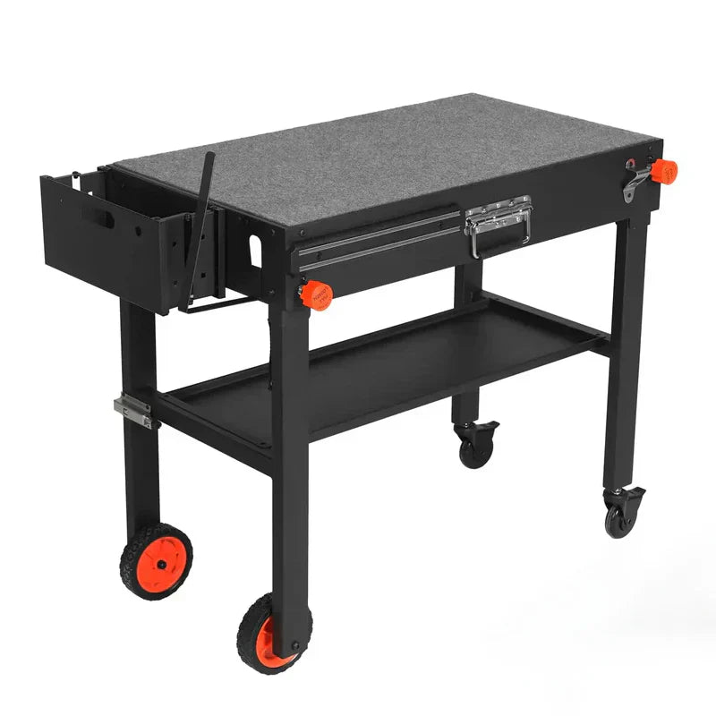 Adjustable 3-Shelf Indoor And Outdoor Grill Table With Stainless Steel Tabletop