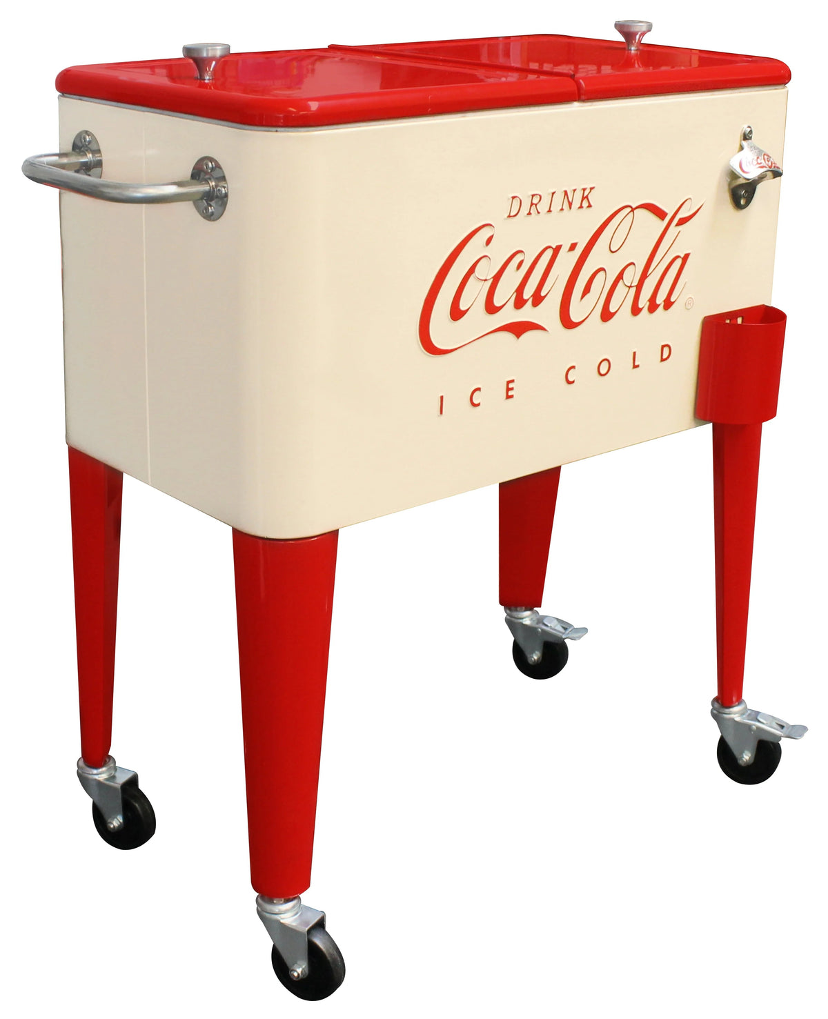 Leigh Country Coca-Cola Metal Outdoor Patio Cooler 60 Qt Cream and Red - CP 98111