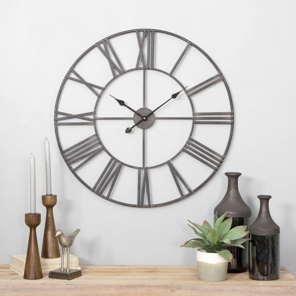 Round Metal Open-Frame Wall Clock
