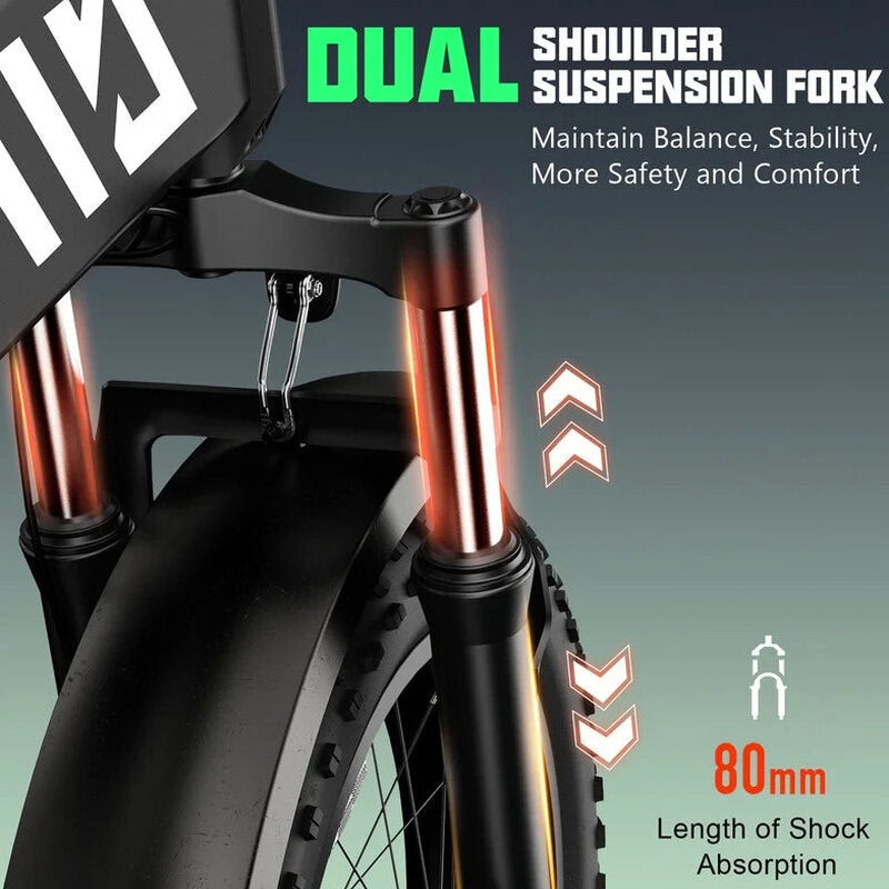 TST Electric Bike 4.0 Fat Tire Foldable Ebike 48V 13Ah Battery 750W Electric Commuter Bicycle with LCD 20" One-Step Folding Electric City Bike for Men Women Black