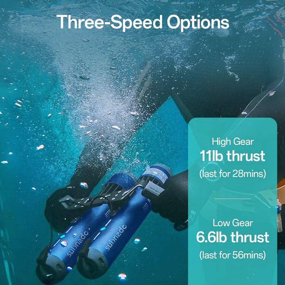 Waydoo Subnado Underwater Scooter Lite, Water Sports Diving Scooter with Removable Handle, Compact and Portable Water Scooter for Adults&amp;Kids, Scuba Diving Snorkeling Sea Scooter Multiple Uses, Blue