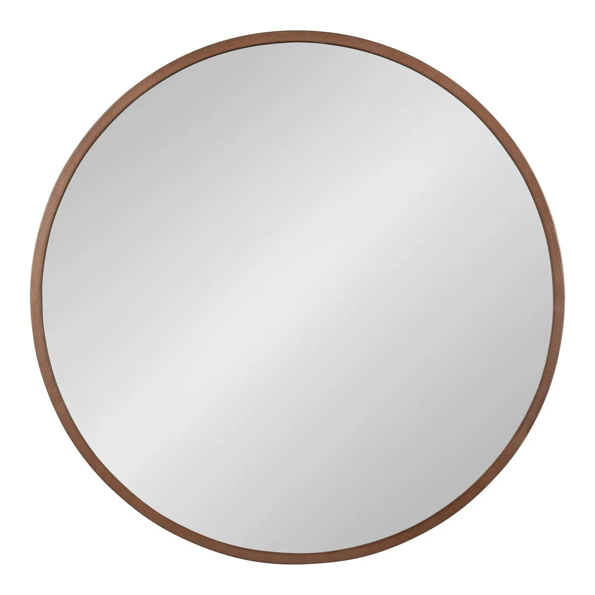 Round Wood Accent Wall Mirror With Modern Decorative Wooden Frame