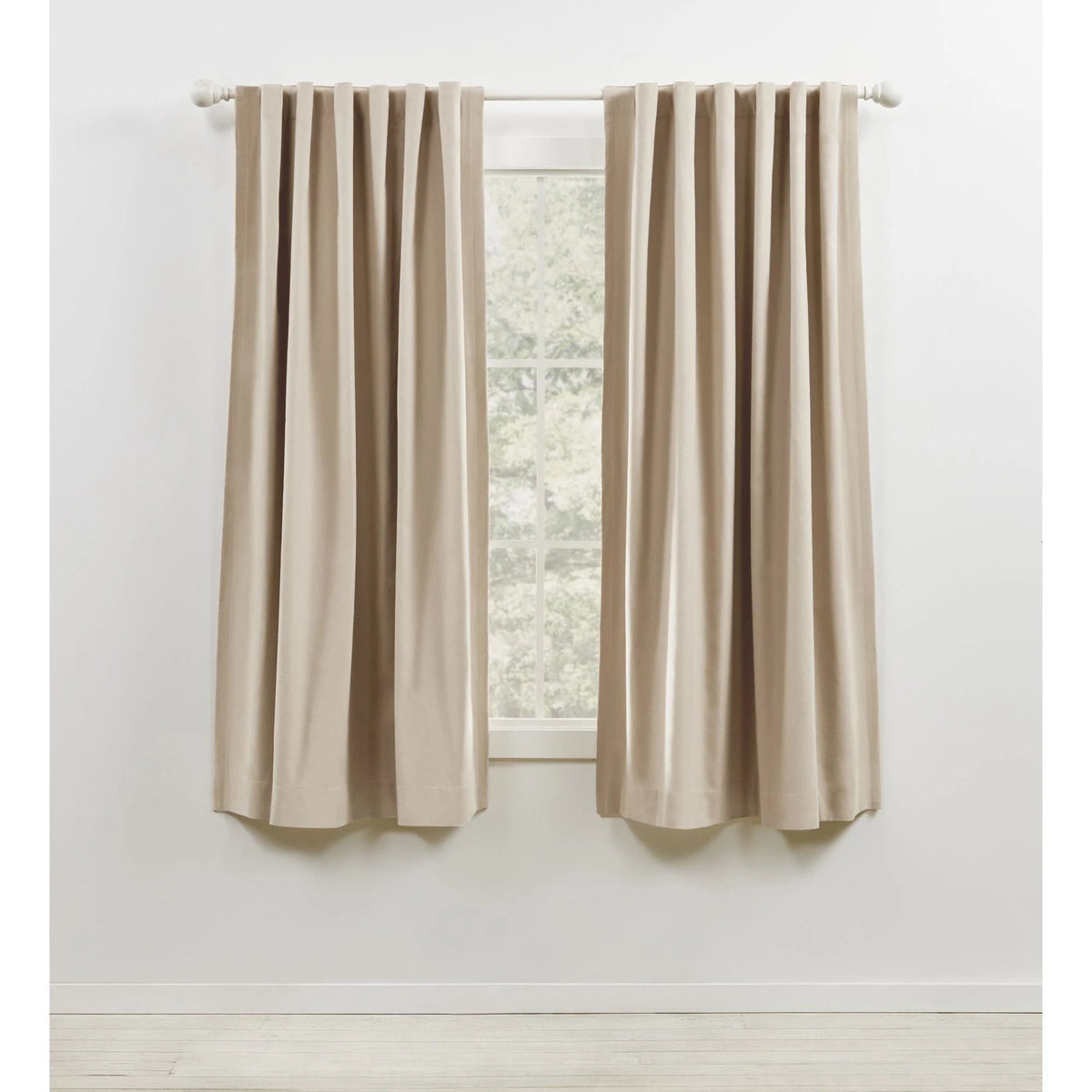 Blackout Single Window Curtain Panel, Back Tab And Rod Pocket, 100% Cotton