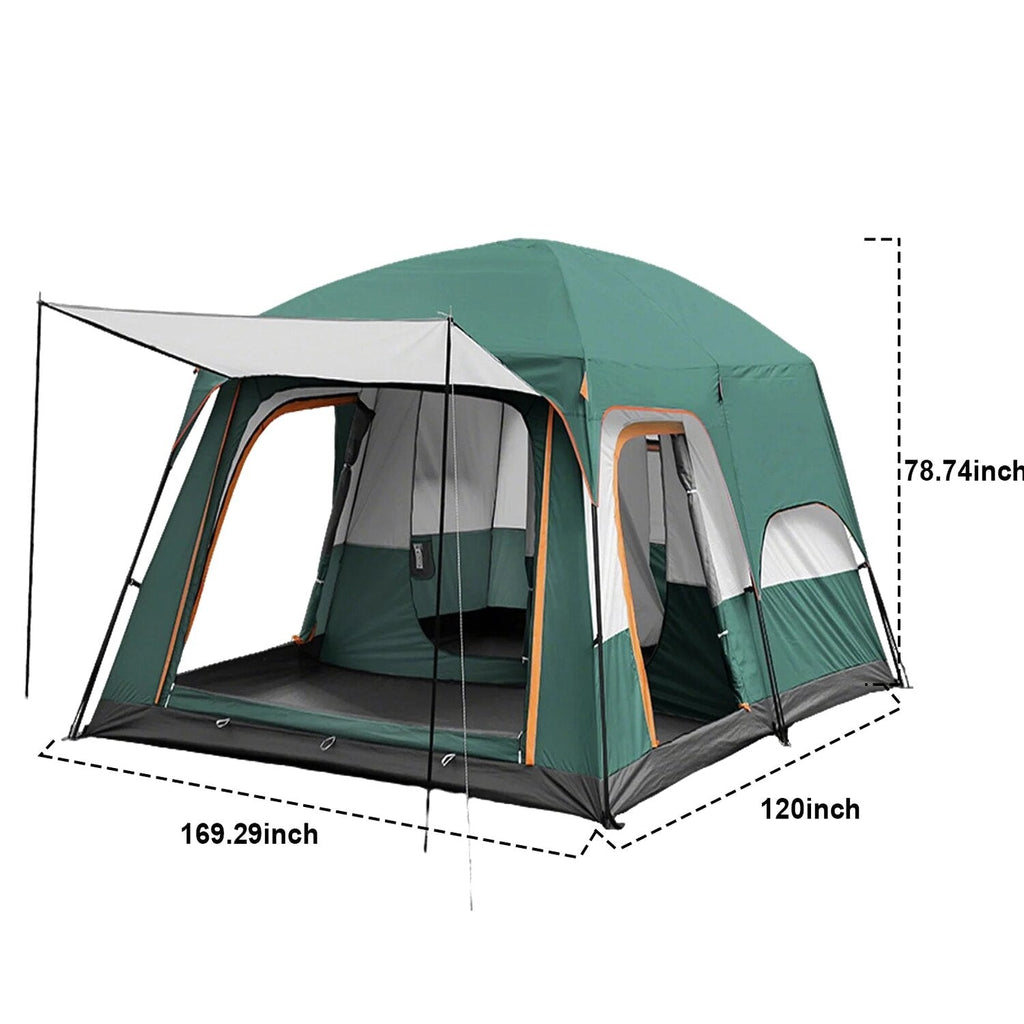 KFeng 12 Person Tents for Camping - 2Rooms 3Doors&amp;3Windows Mesh,Suitable for Outdoor/Picnic,Brown