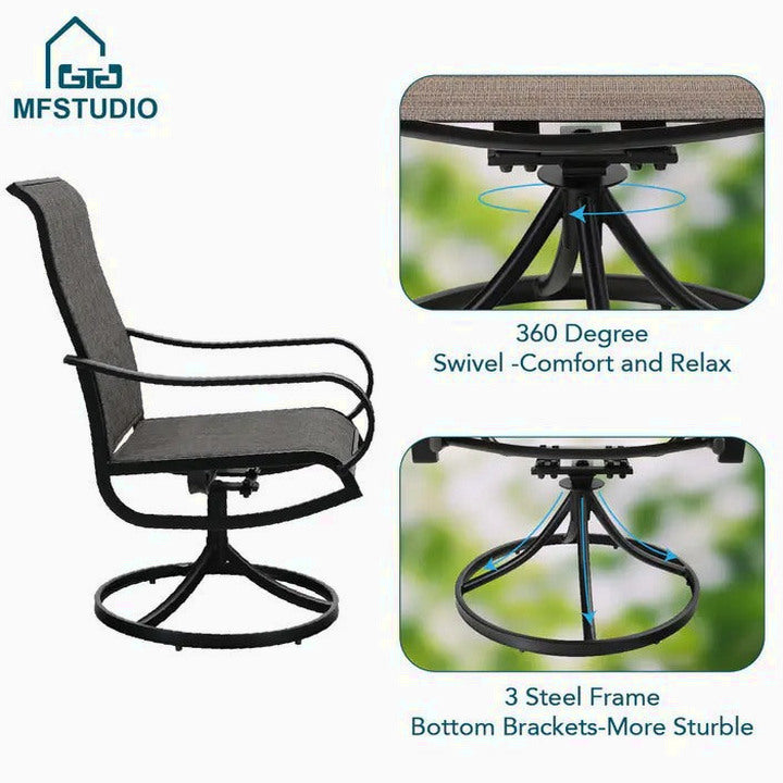 8 Pieces Patio Dining Set with Umbrella,Outdoor Furniture Set with 6 Sling Dining Swivel Chairs