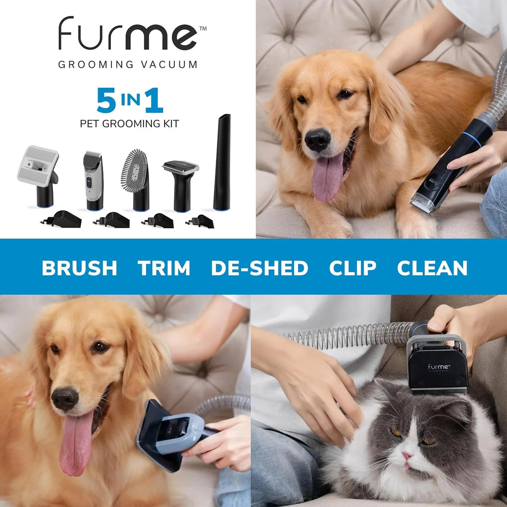 FURME Professional Plus Pet Grooming Vacuum Kit, 5 Tools, 2L Canister