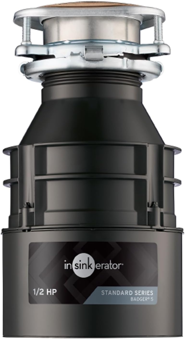 Garbage Disposal, 1/2 HP Continuous Feed, Compact Design, Quick Lock Installation