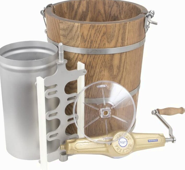 6 qt Country Ice Cream Maker – Classic Wooden Tub – Hand Crank