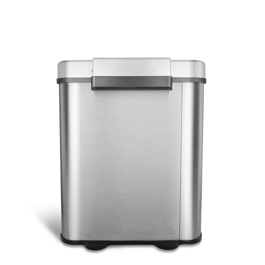 18 Gallon Dual Compartment Motion Sensor Trash Can - Automatic Hands-Free Kitchen Garbage Bin