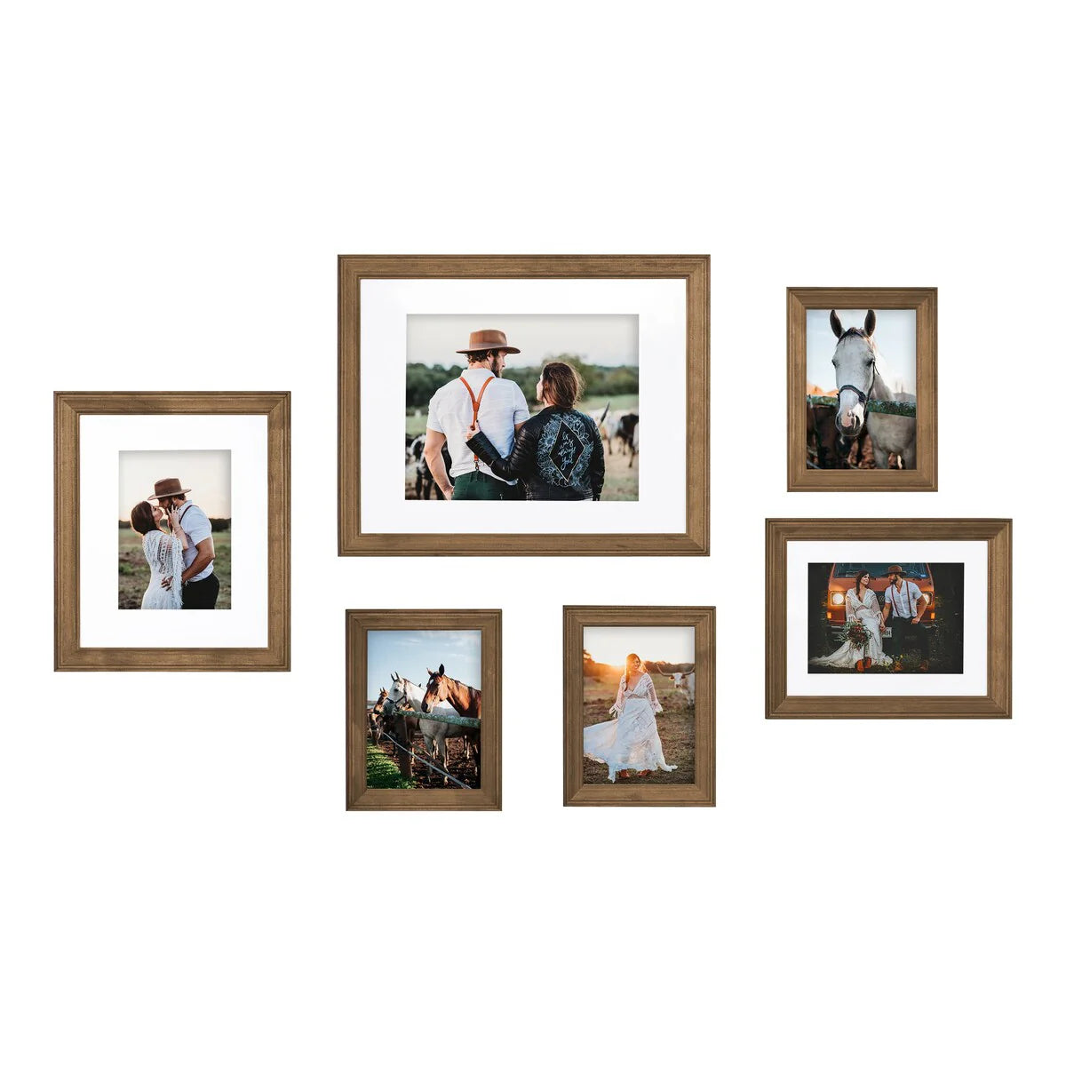 Gallery Wall Picture Frame Set, 6-Piece Wood Frames With 11 x 14 in, 8 x 10 in, 9 x 7 in, And 5 x 7 in Sizes