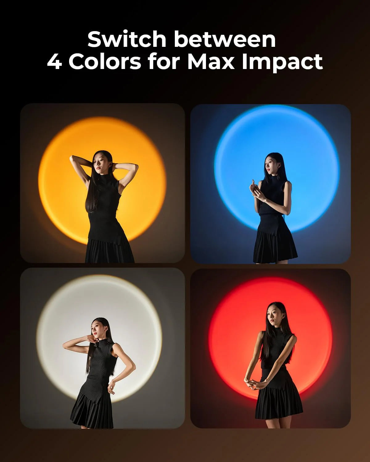 RGB LED Photography Flashlight, 4 Color Portable Fill Light - 10W