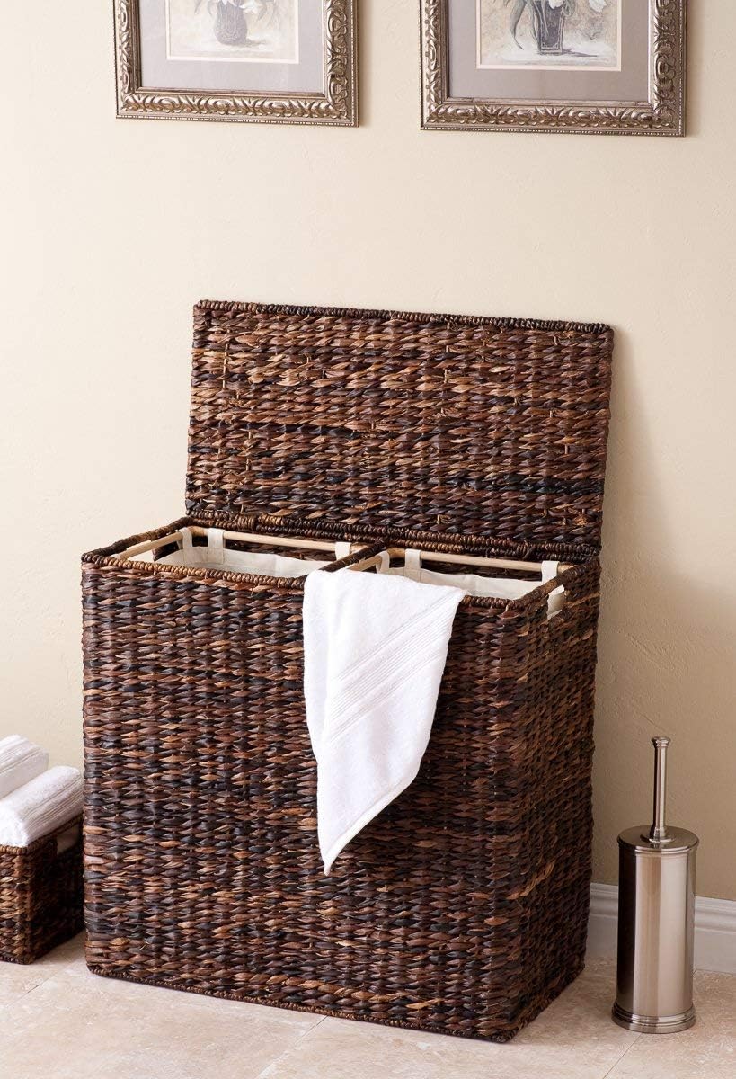 Sofia + Sam Oversized Divided Seagrass Hamper With 2 Canvas Liners, 28 x 14 x 27 Inches - 4602